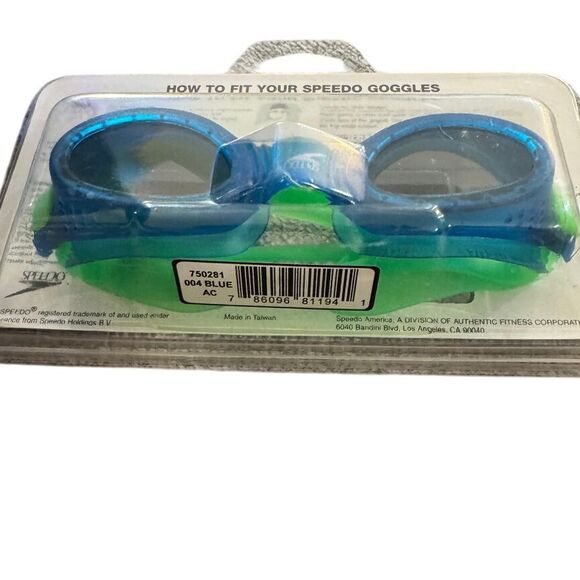 NWT Speedo Hydro Spex Swimming Goggles Blue‎ Green Hard Coated Non-Scratch Lens - Picture 1 of 3